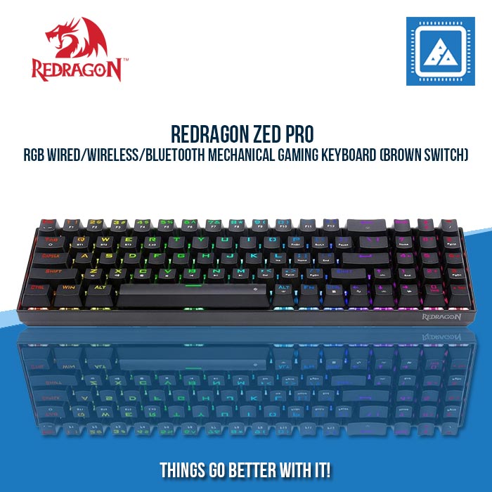 REDRAGON ZED PRO RGB WIRED/WIRELESS/BLUETOOTH MECHANICAL GAMING KEYBOARD (BROWN SWITCH) REDRAGON ZED PRO RGB WIRED/WIRELESS/BLUETOOTH MECHANICAL GAMING KEYBOARD (BROWN SWITCH)